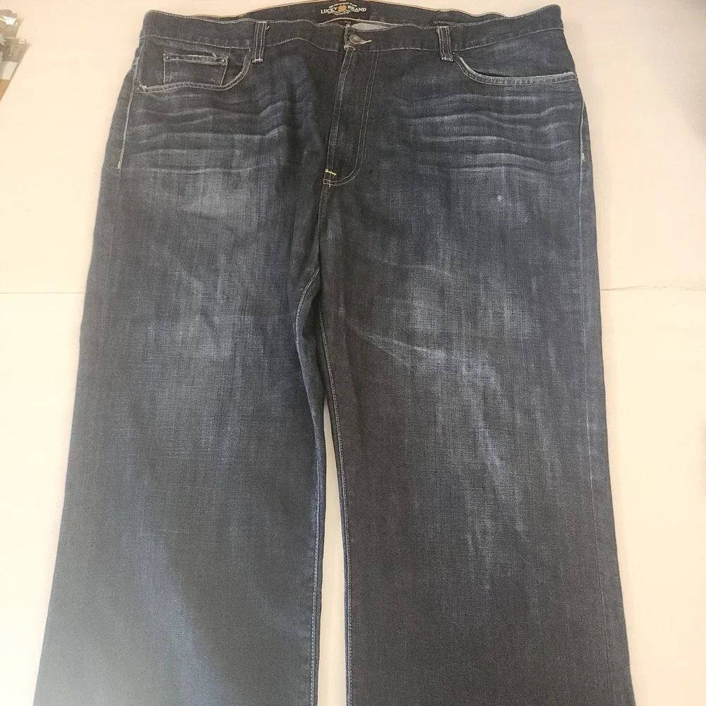 D85 Lucky Brand 181 Relaxed‎ Straight Jeans Mens 46x26 Dark Wash Blue Denim